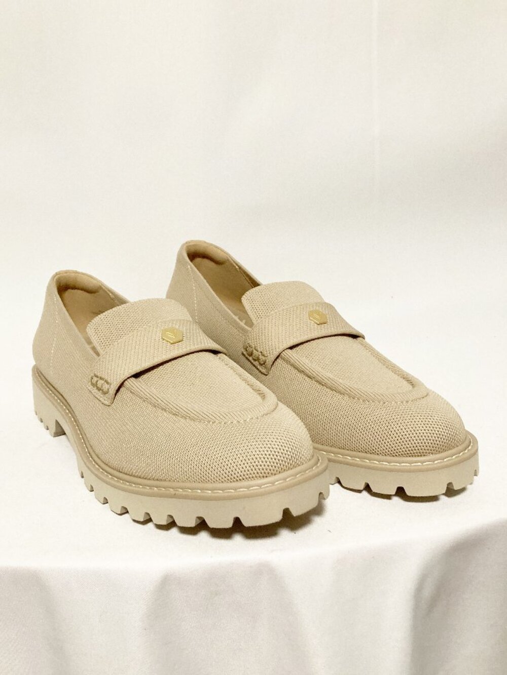 Vivaia Francesca Round-Toe Platform Chunky Heel Loafers Size EU 43 US 11 Neutral